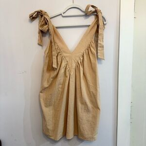 Tan Bow Strap Dress
